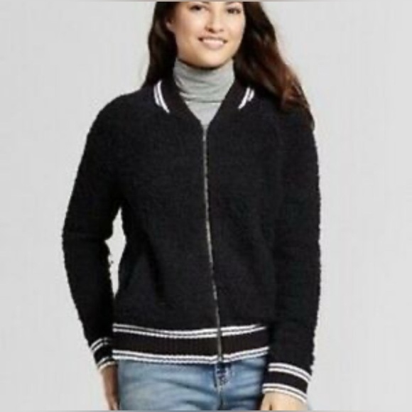🌟 A New Day black bomber cardigan cozy sweater zip up long sleeve plus size 3X - Picture 1 of 7